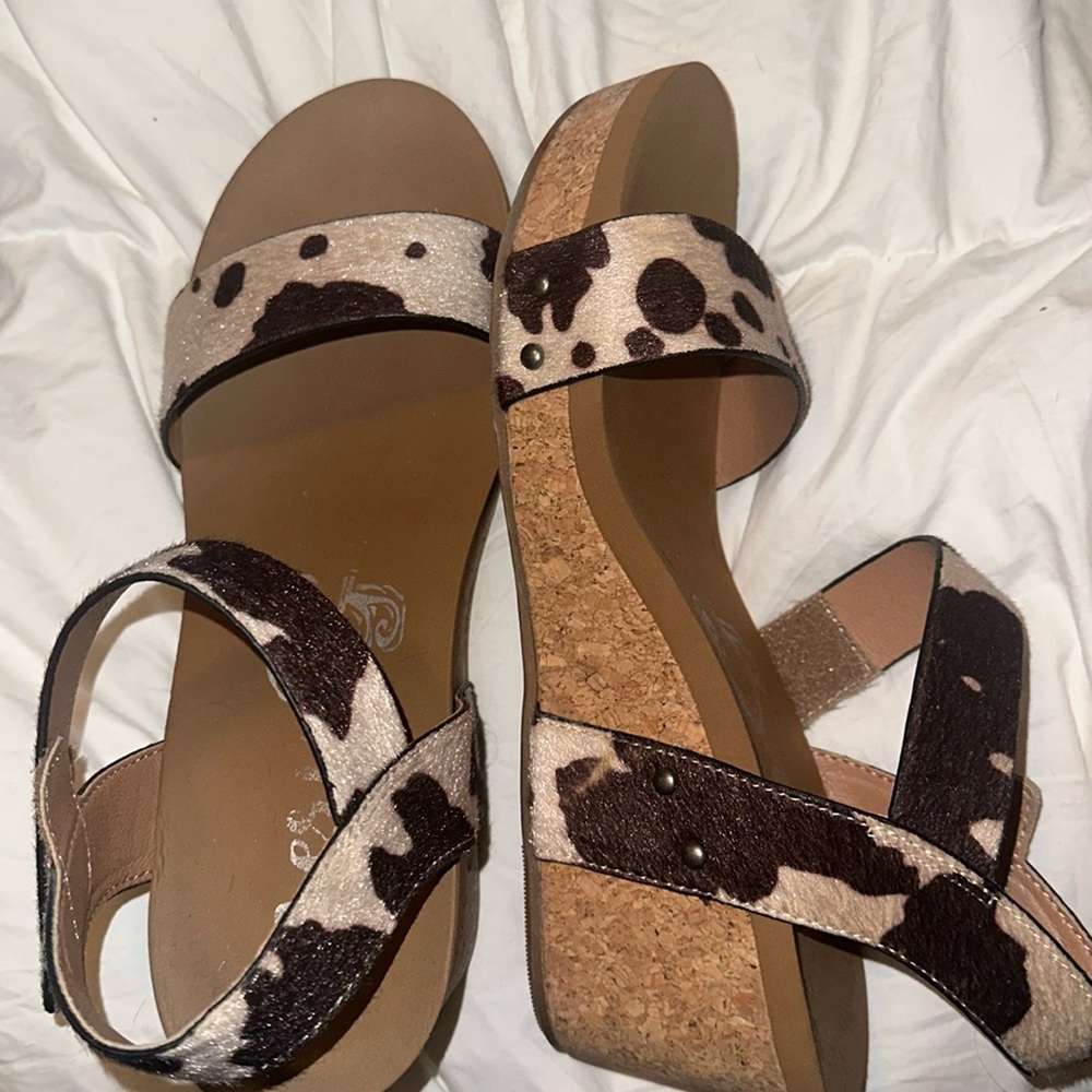 Cow print sandals